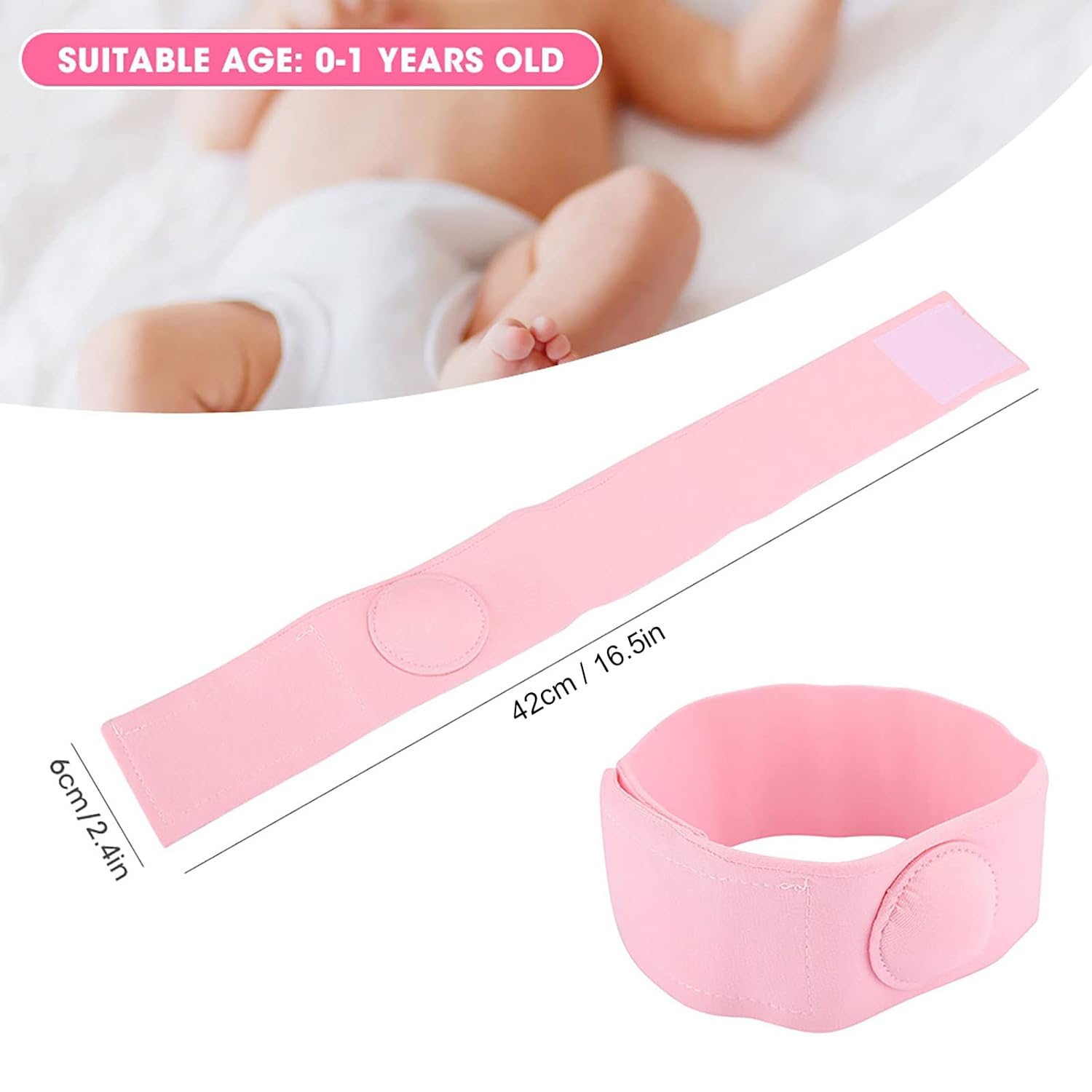Hernia belt for babies, 2-piece hernia belt treatment for hernia therapy for children umbilical hernia belt for newborns infant newborn belt(Rosa) - Image 3